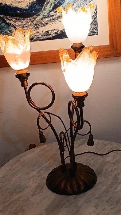 Tafellamp - Mat glas uit Murano en metaal, Antiek en Kunst, Curiosa en Brocante