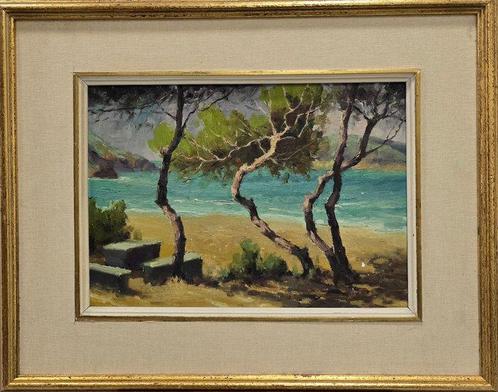 Josep Guardiola Torregrosa (1904-1983) - Pins a la platja, Antiek en Kunst, Kunst | Schilderijen | Klassiek