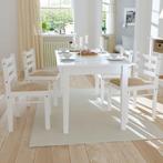 vidaXL Eetkamerstoelen 4 st massief rubberwood en fluweel, Huis en Inrichting, Stoelen, Verzenden, Nieuw, Wit