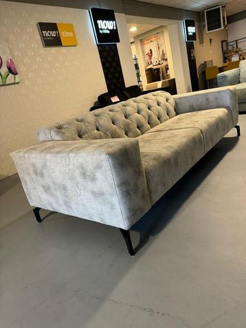 Bank gecapitonneerd velvet grijs sofa bankstel beschikbaar voor biedingen