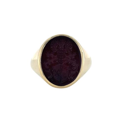 Gouden vintage zegelring met carneool 14 kt, Sieraden, Tassen en Uiterlijk, Ringen, Nieuw, Ophalen of Verzenden