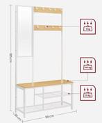 4-in-1 halmeubel met kapstok, spiegel, schoenenrek en zitban, Huis en Inrichting, Woonaccessoires | Kapstokken, Verzenden, Nieuw
