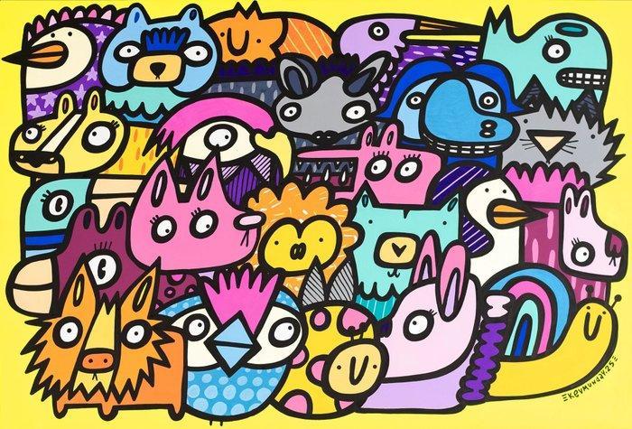 Kev Munday - Neon Animal Pack, Antiek en Kunst, Kunst | Schilderijen | Modern