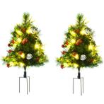 Set Van 2 Kerstbomen Mini Kunstkerstboom Met Dennenappels En, Verzenden, Nieuw