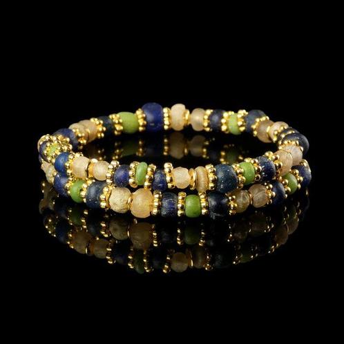 Oud-Romeins, Keizerrijk Armband met Romeinse glaskralen, Sieraden, Tassen en Uiterlijk, Antieke sieraden