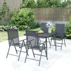 vidaXL 5-delige Tuinset staal antracietkleurig, 4 zitplaatsen, Verzenden, Nieuw, Rvs