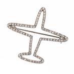 Fako Bijoux - Broche Vliegtuig Kristal - Strass - 43x38mm -, Verzenden, Nieuw