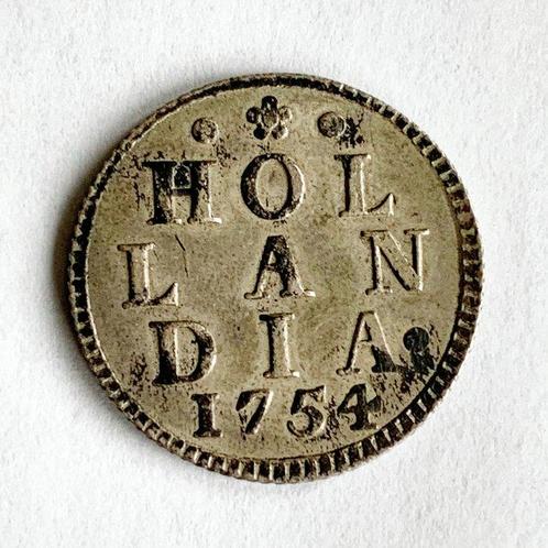 Nederland, Holland Zilveren Duit 1754, Postzegels en Munten, Munten | Nederland