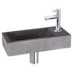 Fonteinset Differnz Ribble Natuursteen 38x18x8 cm Zwart Met, Ophalen of Verzenden, Nieuw, Chroom, Overige typen
