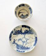 Oud-Chinees Blauw en wit porselein Theekop met schotel