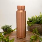 Puur koperen waterfles glad ± 750 ml (zware uitvoering), Nieuw