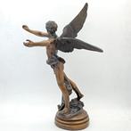 Beeld, Gevleugelde engel - 41 cm - Brons