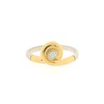 Bicolor gouden solitair ring met diamant | 0,05 ct., Gebruikt, Overige kleuren, Ophalen of Verzenden, 17 tot 18