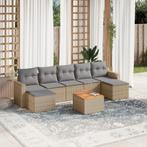 vidaXL 8-delige Loungeset met kussens poly rattan beige, Verzenden, Nieuw, Loungeset