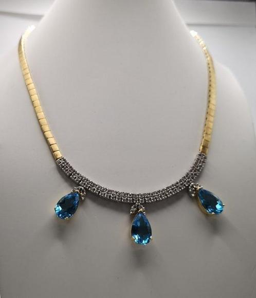 Halsketting - 18 karaat Geel goud, Witgoud - Diamant, Sieraden, Tassen en Uiterlijk, Kettingen
