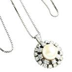 Hanger - 14 karaat Witgoud - 1.00ct. tw. Parel - Diamant -