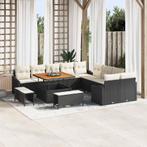 vidaXL Tuin Sofa Set 13 pcs Zwart en Crème 100 x 100 x 71 cm, Tuin en Terras, Tuinsets en Loungesets, Verzenden, Nieuw, Rotan