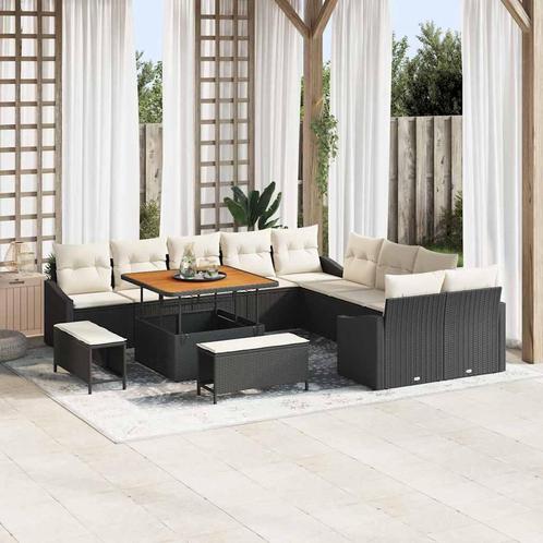 vidaXL Tuin Sofa Set 13 pcs Zwart en Crème 100 x 100 x 71 cm, Tuin en Terras, Tuinsets en Loungesets, Nieuw, Rotan, Verzenden