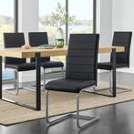 Eetkamerstoelen Vegas - Kunstleer - 4-delig - zwart, Huis en Inrichting, Verzenden, Nieuw
