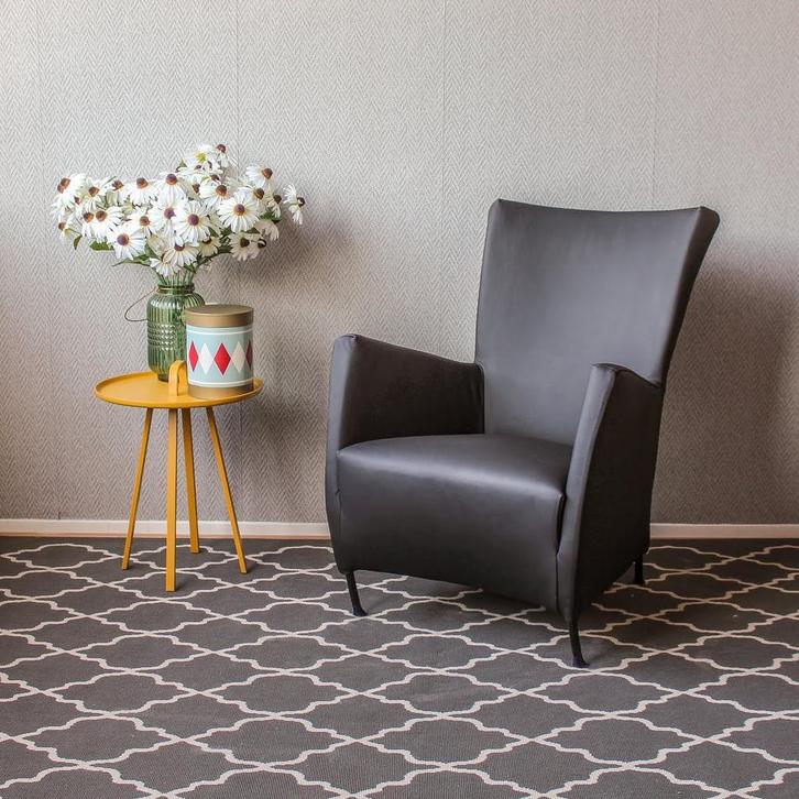 8x Montis Windy Fauteuil Zwart Leer - Zwart, Huis en Inrichting, Fauteuils, 75 tot 100 cm, Zo goed als nieuw, 50 tot 75 cm, Leer