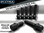 Zwarte wielbouten M14x1,25 Conisch 40mm (M14 x 1,25)