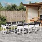 vidaXL 13-delige Tuinset met kussens textileen wit, Tuin en Terras, 2 zitplaatsen, Verzenden, Nieuw, Rvs