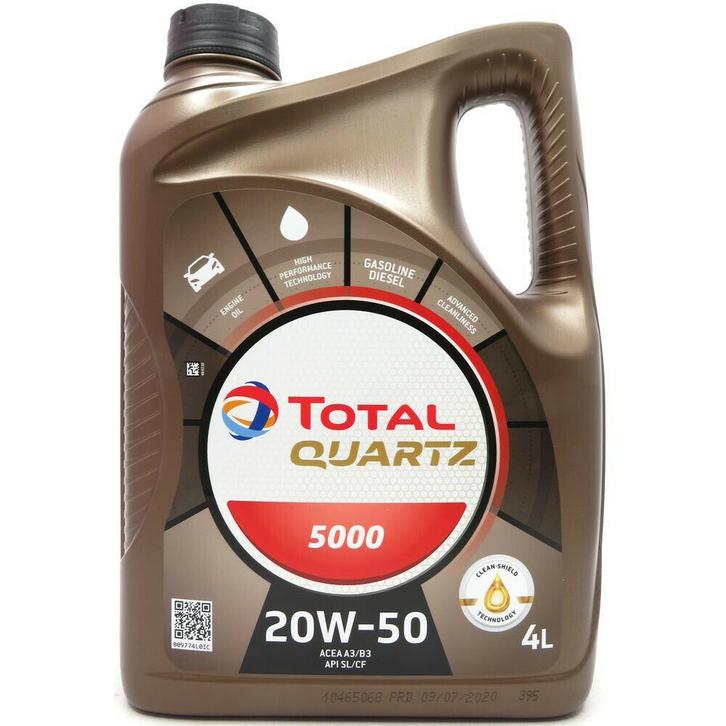 Total Quartz 5000 20W50 4 Liter, Auto diversen, Onderhoudsmiddelen, Ophalen of Verzenden