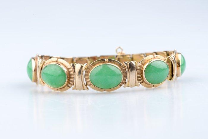 Armband - 14 karaat Geel goud - 14.00ct. tw. Jade, Sieraden, Tassen en Uiterlijk, Armbanden