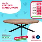 Ovale tafel / eettafel van mangohout 180cm al v.a. €369,-, 50 tot 100 cm, Nieuw, 150 tot 200 cm, Ovale tafel van mangohout 180cm