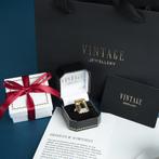 Gouden vintage strik ring met emaille en zirkonia 18 krt, Ophalen of Verzenden, Nieuw