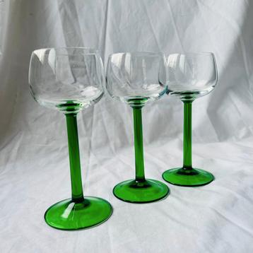 Green vintage wine glasses