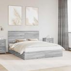 vidaXL Opslag bed met lade Grijs Sonoma 160 x 200 cm Bewerkt, Verzenden, Nieuw, Grijs, Hout