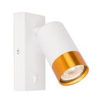 LED wandlamp Bedlamp met schakelaar GU10 fitting Wit Goud, Nieuw, Ophalen of Verzenden
