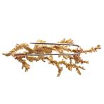 18 krt. Gouden koraal broche met parel en diamanten 0,35 ct., Sieraden, Tassen en Uiterlijk, Broches, Gebruikt, Overige kleuren