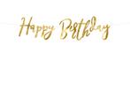 Verjaardag Slinger Happy Birthday Goud 62cm, Verzenden, Nieuw