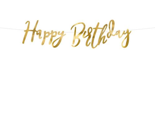 Verjaardag Slinger Happy Birthday Goud 62cm, Hobby en Vrije tijd, Feestartikelen, Nieuw, Verzenden
