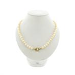 Vintage parel collier met gouden slot | 48 cm (witgoud), Sieraden, Tassen en Uiterlijk, Kettingen, Ophalen of Verzenden, Gebruikt