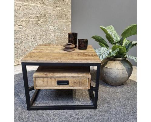 Salontafel Len vierkant mangohout 60x60 cm, Huis en Inrichting, Tafels | Salontafels, Nieuw, Ophalen of Verzenden