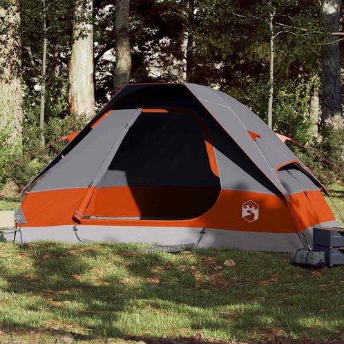 vidaXL Koepeltent 6-persoons waterdicht grijs en oranje, Caravans en Kamperen, Tenten, Nieuw, tot en met 2, Verzenden