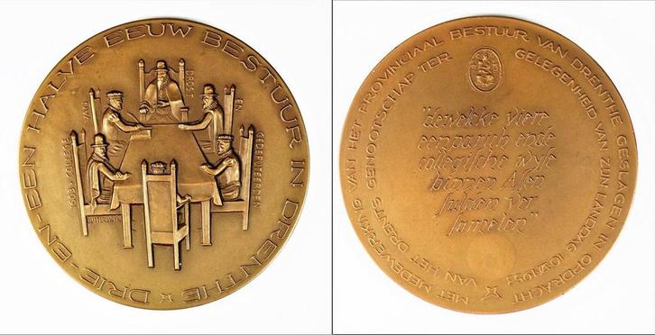 Medal, 350 years of board renewal in Drente, 1603-1953, Postzegels en Munten, Penningen en Medailles, Verzenden