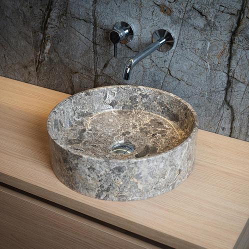 Waskom Loutro Louise T Rond 40x40x12 cm Marmer Taupe, Doe-het-zelf en Verbouw, Sanitair, Ophalen of Verzenden
