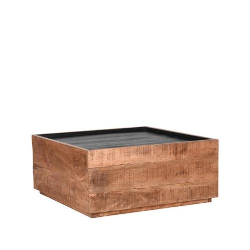 LABEL51 - Salontafel Noble - Rough Mangohout - Zwart, Huis en Inrichting, Tafels | Salontafels, 50 tot 100 cm, Vierkant, Nieuw