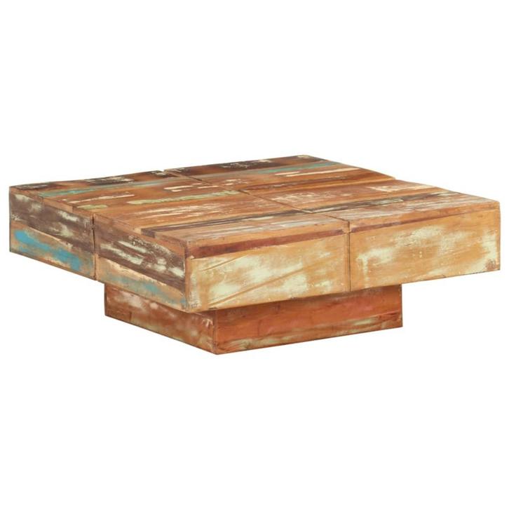 vidaXL Salontafel 80x80x28 cm massief gerecycled hout, Huis en Inrichting, Tafels | Salontafels, 50 tot 100 cm, Nieuw, Overige houtsoorten
