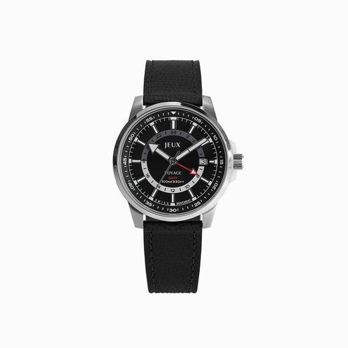 Jeux Horloge - Jeux Voyage GMT – Black Leather Edition - 10, Sieraden, Tassen en Uiterlijk, Horloges | Heren
