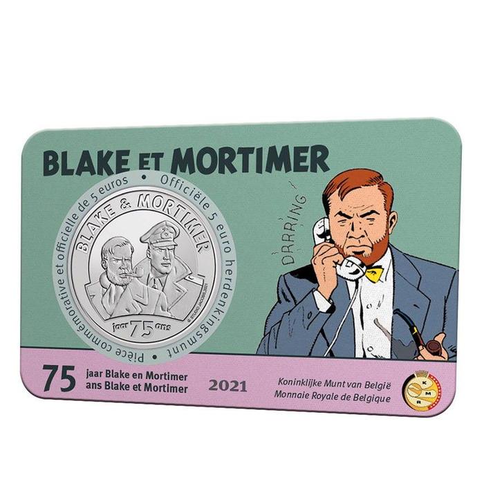 België 5 Euro Blake en Mortimer 2021 Reliëf BU Coincard, Postzegels en Munten, Munten | België, Verzenden