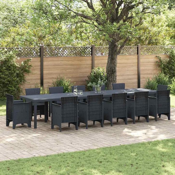 vidaXL Tuin Eettafel Antraciet 400 x 100 x 73 cm poly rattan, Tuin en Terras, Tuintafels, Nieuw, Verzenden