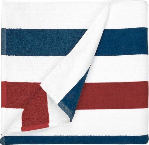 The One Strandlaken Stripe 90x190cm Navy/Rood, Huis en Inrichting, Badkamer | Badtextiel en Accessoires, Verzenden