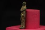 Middeleeuws Gotisch - Bronzen vergulde Madonna-beeldje, Antiek en Kunst