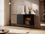 Meubella | Dressoir mat zwart 154x39x83cm met LED, Verzenden, 150 tot 200 cm, Nieuw, Modern