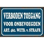 Wandbord - Verboden Toegang Voor Onbevoegden, Verzamelen, Nieuw, Auto's